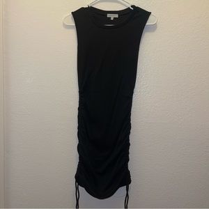Ruched drawstring mini dress